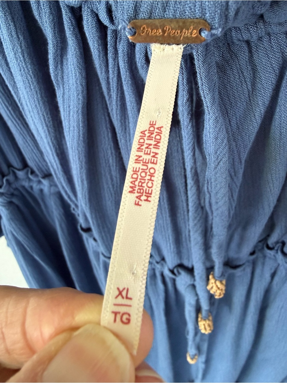 Free People blue boho tiered flowy peasant dress XL - Picture 9 of 13